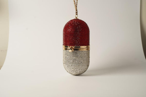Capsule Shaped Rhinestone Clutch